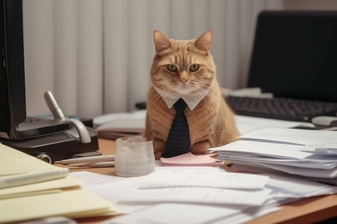 Board packs company secretary cat