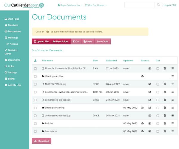 Board Document Storage